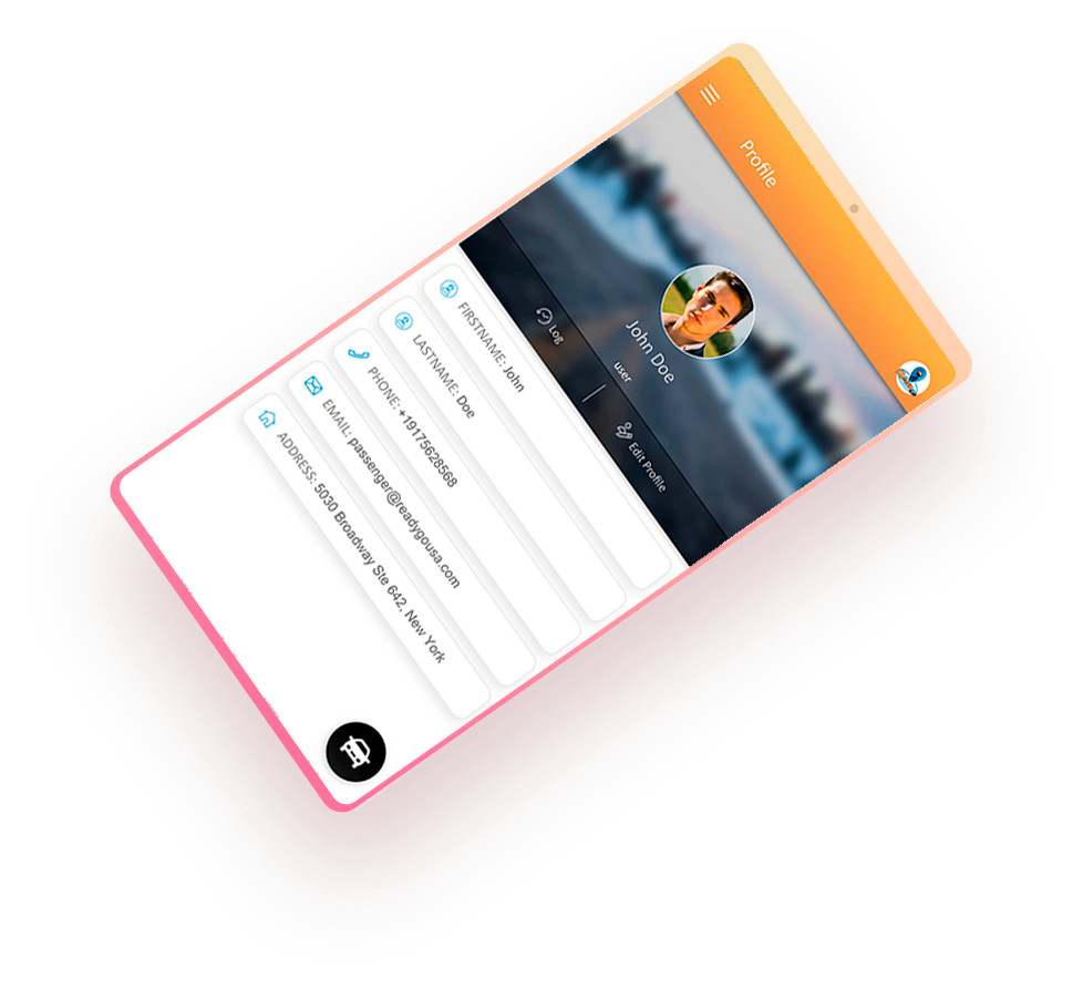 Ready Go USA app rider profile screen